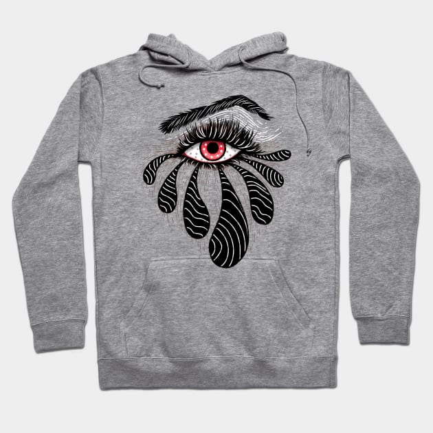 Red Eye With Black Tears Hoodie by Boriana Giormova